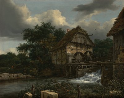 Dois moinhos de água e uma eclusa aberta de Jacob van Ruisdael